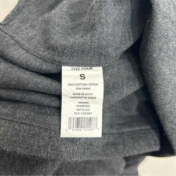 NWT Five Four Hakuba Charcoal Long Sleeve Flannel Button Down Collared Shirt - Picture 9 of 11